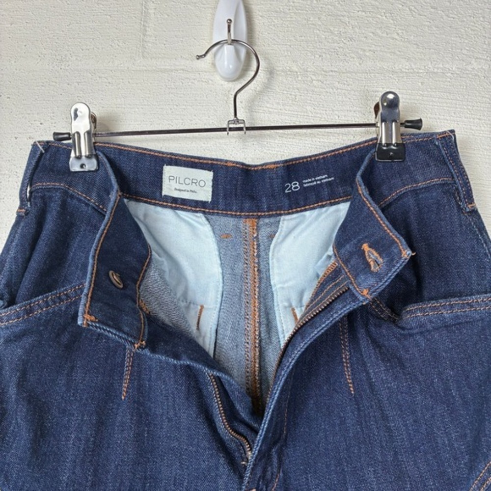 Anthropologie Pilcro Womens Seamed Flounce High Rise Wide Leg Jeans Size 28 Blue - Picture 9 of 15